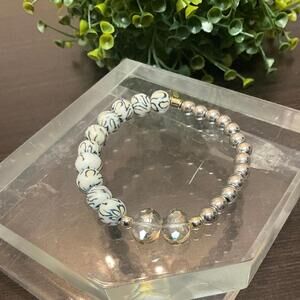 Erimish Mixed Beads with gemstone stretch bracelet